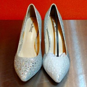 Anne Michelle silver with diamond accents  4 inch heels.